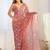 Peach pure georgette printed saree with blouse