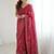 Maroon pure georgette printed saree with blouse
