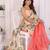 Peach linen printed saree with blouse