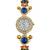 blue  color women gold-toned kashmiri pearl & stone-studded ethnic wrist watch