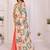 Peach linen printed saree with blouse
