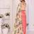 Peach linen printed saree with blouse