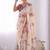 Off white pure georgette printed saree with blouse