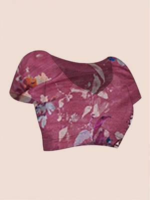 Off white pure georgette printed saree with blouse 4
