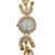 gold  color women gold-toned kashmiri pearl & stone-studded ethnic wrist watch