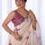 Off white pure georgette printed saree with blouse