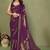 Purple pure georgette printed saree with blouse