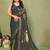 Olive pure georgette printed saree with blouse