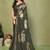 Olive pure georgette printed saree with blouse
