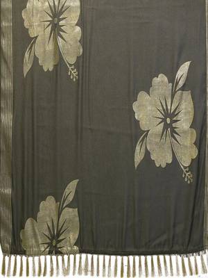 Olive pure georgette printed saree with blouse 4