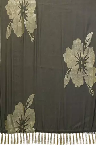 Olive pure georgette printed saree with blouse