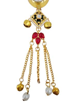 pink  color women gold-toned kashmiri pearl & stone-studded ethnic wrist watch 2