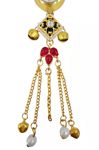 pink  color women gold-toned kashmiri pearl & stone-studded ethnic wrist watch