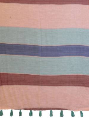Multicolor linen striped saree with blouse 4