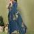 Teal pure georgette printed saree with blouse