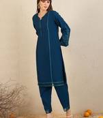 Ethnic Motifs Embroidered Thread Work Kurta With Trousers