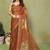 Brown pure georgette printed saree with blouse