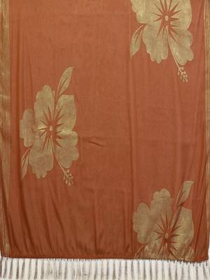 Brown pure georgette printed saree with blouse 4