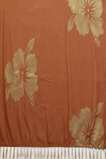 Brown pure georgette printed saree with blouse