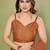 Brown pure georgette printed saree with blouse