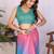 Multicolor linen printed saree with blouse
