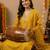 Yellow Embroidered Straight Kurta Trousers Dupatta Set