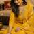 Yellow Embroidered Straight Kurta Trousers Dupatta Set