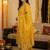 Yellow Embroidered Straight Kurta Trousers Dupatta Set