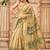 Beige polyester printed saree with blouse