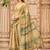 Beige polyester printed saree with blouse