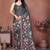 Charcoal linen printed saree with blouse