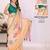 Peach linen printed saree with blouse