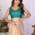 Peach linen printed saree with blouse