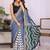 Multicolor pure linen printed saree with blouse