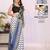Multicolor pure linen printed saree with blouse
