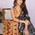 Black pure linen printed saree with blouse