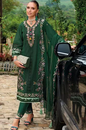 Women Floral Embroidered Regular Thread Work Kurta with Trousers & With Dupatta