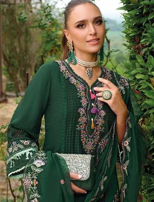 Women Floral Embroidered Regular Thread Work Kurta with Trousers & With Dupatta 4