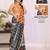 Black pure linen printed saree with blouse