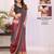 Maroon pure linen printed saree with blouse