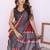 Maroon pure linen printed saree with blouse
