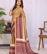 Gold linen  saree with blouse