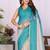 Teal linen checked saree with blouse
