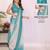 Teal linen checked saree with blouse