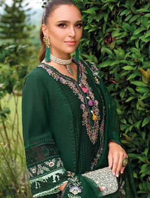 Adults-Women Woven Design Embroidered Kurta with Trousers & Dupatta 3