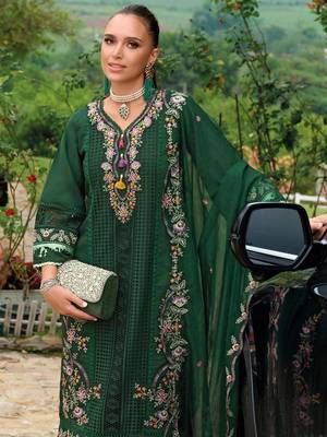 Adults-Women Woven Design Embroidered Kurta with Trousers & Dupatta 5