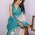 Teal linen checked saree with blouse