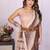 Brown linen printed saree with blouse
