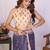 Navy blue linen printed saree with blouse