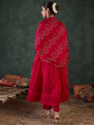 Women Ethnic Motifs Embroidered Sequinned Kurta with Trousers & With Dupatta 5